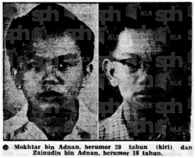 Mokhtar bin Adnan, berumor 20 tahun (kiri) dan Zainudin bin Adnan, berumor 18 tahun.