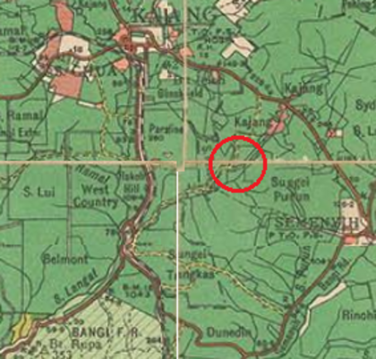 Kemungkinan kawasan pertempuran di pinggir Ladang Kajang, 1950.
