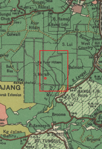 Peta lokasi (petak merah), 1950