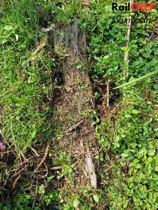 Serpihan "Sleeper" yang terdapat berhampiran lokasi lintasan rata.