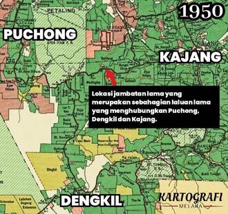 Lokasi jambatan lama (peta 1950)