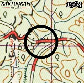 Lokasi jambatan lama, secara dekat (peta 1964)