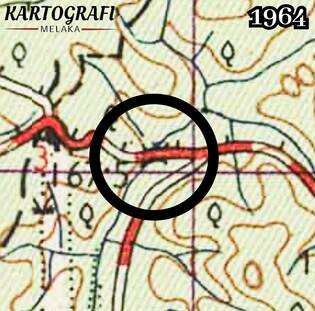 Lokasi jambatan lama, secara dekat (peta 1964)