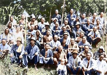 Chinese immigrant workers at a rubber plantation.