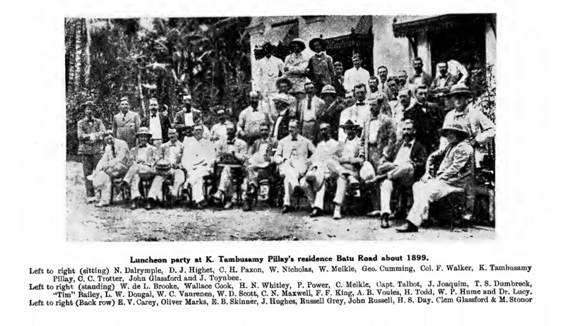 Luncheon party at K. Tambusamy Pillay’s residence Batu Road about 1899