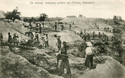 Poskad: TIN MINING, CHERAS, SELANGOR, MALAYSIA, 1910
