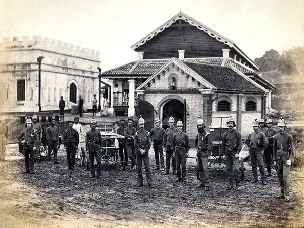 Circa 1888 - Volunteer fire brigade, High Street, now Jalan Tun HS Lee