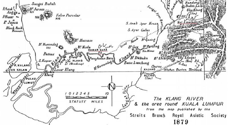 Peta sekitar Sungai Klang, termasuk Sungai Langat