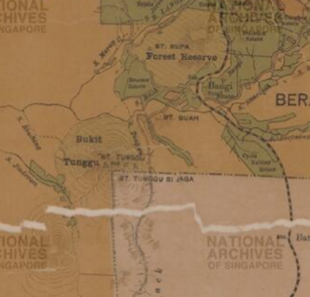 Peta sekitar Hutan Simpan Bukit Tunggul (sebelah Selangor), 1913