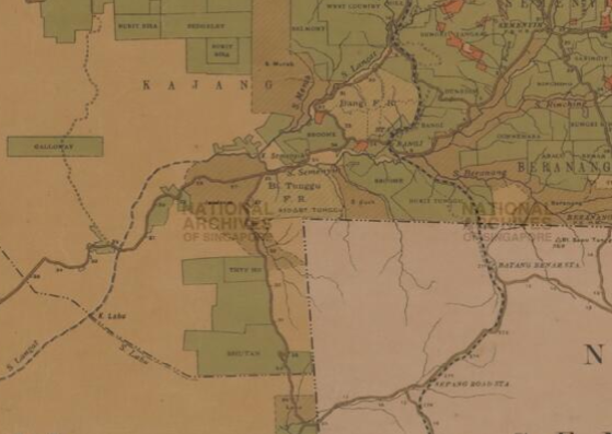 Peta sekitar Hutan Simpan Bukit Tunggul (sebelah Selangor), 1918