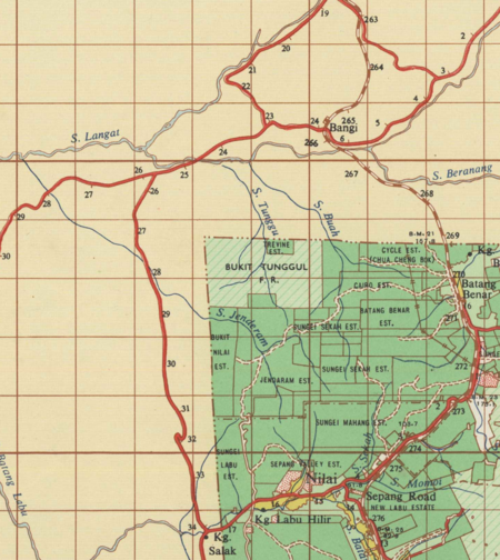 Peta sekitar Hutan Simpan Bukit Tunggul (sebelah Negeri Sembilan), 1961