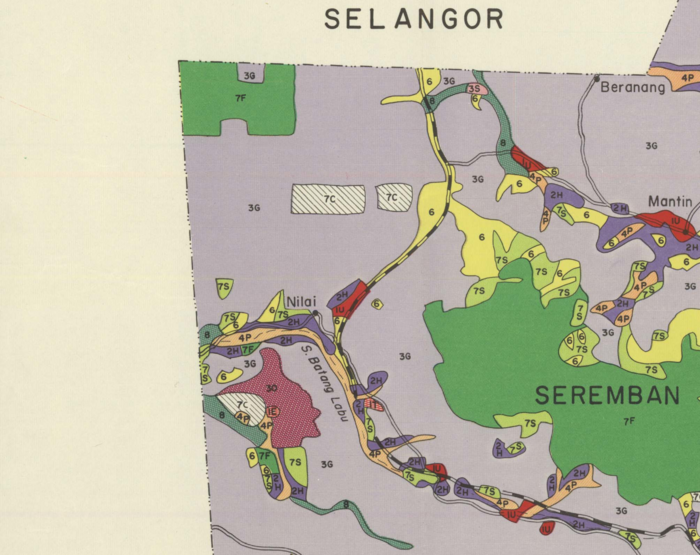 Peta Guna Tanah Sekitar Hutan Simpan Bukit Tunggul (sebelah Negeri Sembilan), 1970