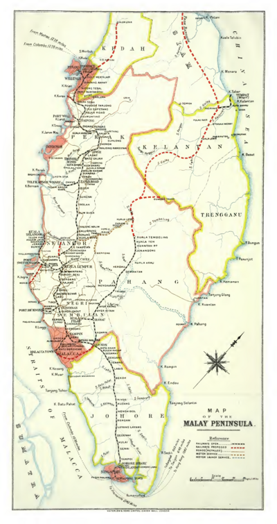 Peta landasan keretapi Negeri-negeri Melayu Bersekutu (NNMB), 1914