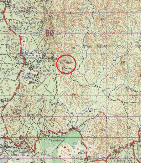 Peta sekitar Bukit Hitam, Hutan Simpan Ayer Hitam, Puchong (1962)