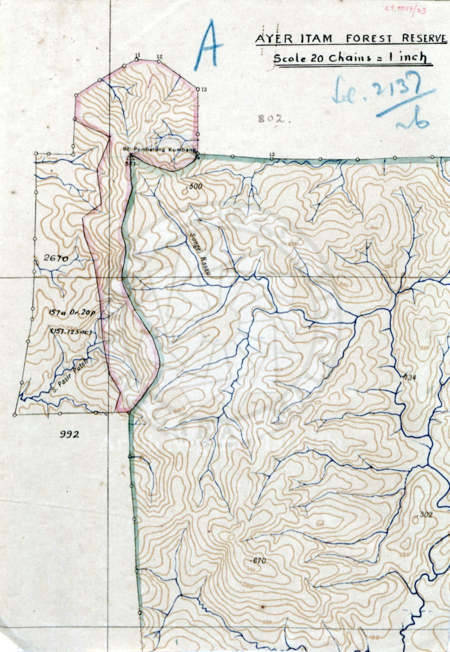 Peta kawasan sekitar Bukit Permatang Kumbang yang telah dinyahwartakan (1926)