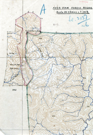 Peta kawasan sekitar Bukit Permatang Kumbang yang telah dinyahwartakan (1926)