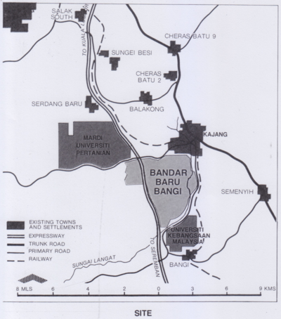 Peta lokasi Bandar Baru Bangi, 1974