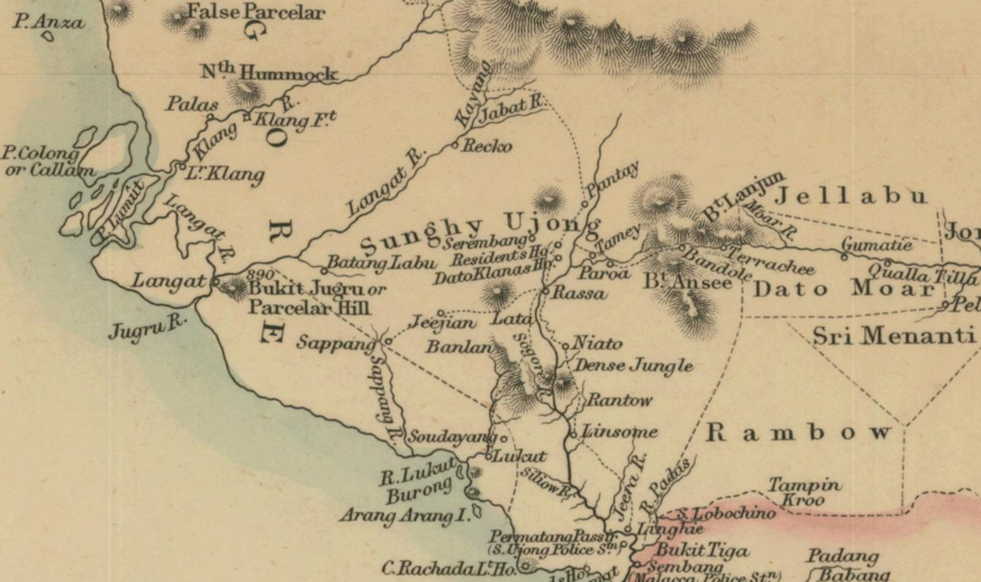 Peta sempadan Selangor-Sungai Ujong, 1876 (versi John Murray)