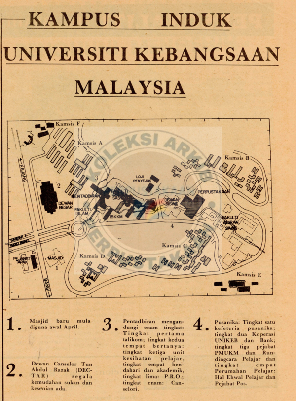 Peta kampus induk UKM, 1982