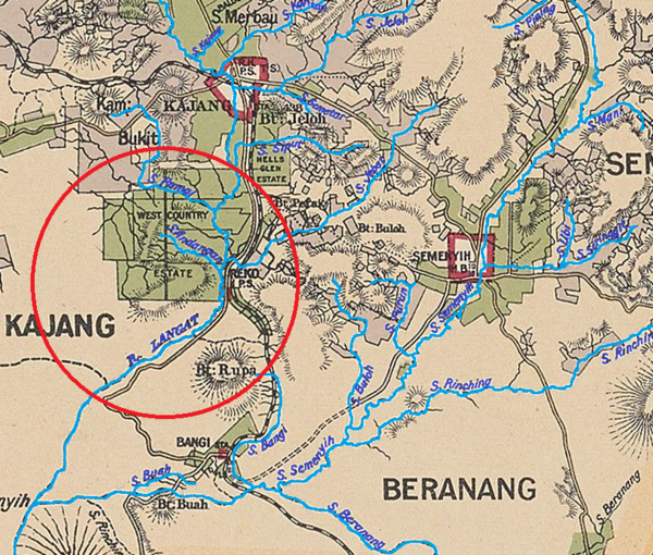 Peta pertengahan Lembangan Sungai Langat, sekitar tahun 1904