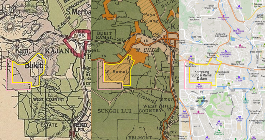 Peta sekitar Sungai Ramal: 1904, 1926, dan kini